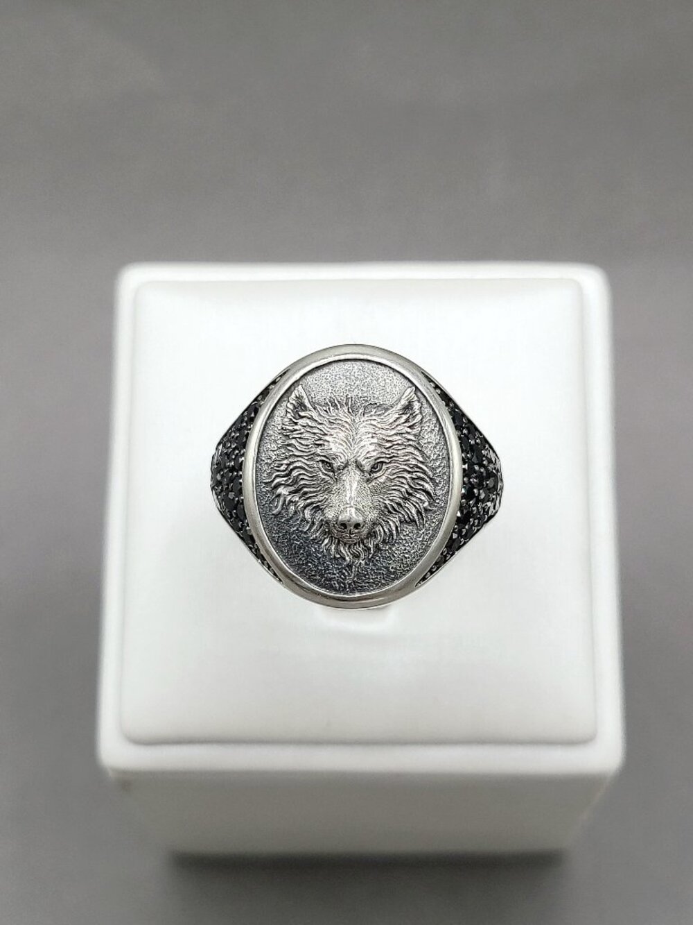 David Yurman Petrvs Wolf Ring w/ Pavé Black Diamonds - 21.5mm - Size 10.5